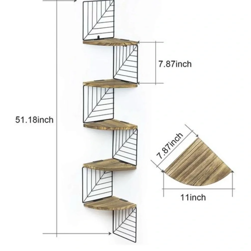Corner Shelf Wall Mount of 5 Tier Rustic Wood Floating Shelves Wall Shelves
